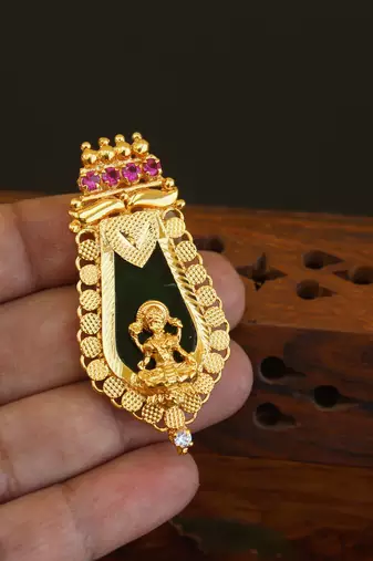 Kerala style gold plated temple palakka pendant