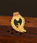 Kerala style gold plated palakka krishna pendant