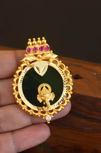 Kerala style gold plated ganesha palakka pendant