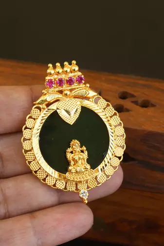 Kerala style gold plated temple palakka pendant