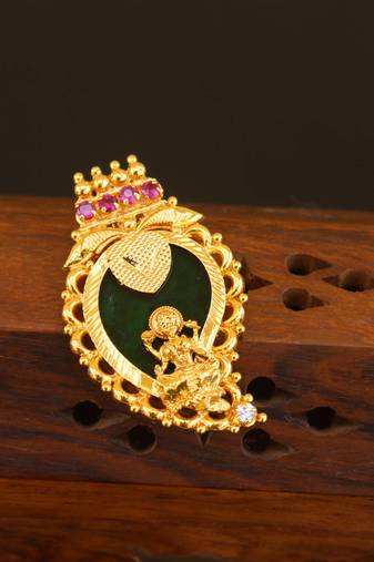 Kerala style gold plated temple palakka pendant