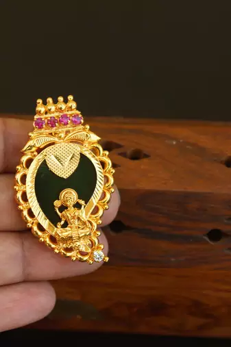 Kerala style gold plated temple palakka pendant
