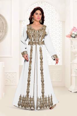 Off-White color Full Sleeves Handmade Moroccan Kaftan  1