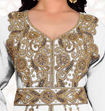 Off-White color Full Sleeves Handmade Moroccan Kaftan  2
