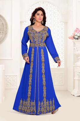 Royal-Blue color Full Sleeves Handmade Moroccan Kaftan  1