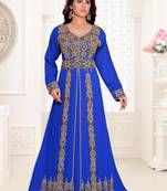 Royal-Blue color luxurious Full Sleeves Handmade Moroccan Kaftan .