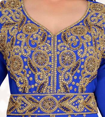Royal-Blue color Full Sleeves Handmade Moroccan Kaftan  2