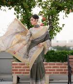 Mahendi Soft Tussar Silk Zari Weaving Saree Festive Wear