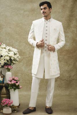 White imported japanese open indo western set 1