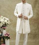 White imported japanese open indo western set