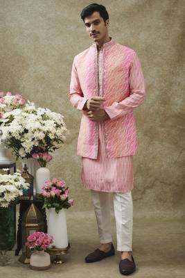 Rose pink art silk koti kurta set 1