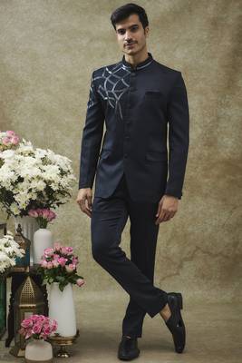 Navy blue imported italian jodhpuri set 1