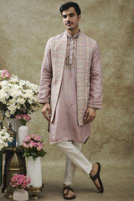 Violet splendid silk open koti set 1