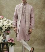 Violet splendid silk open koti set