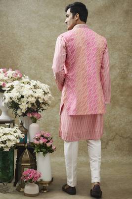 Rose pink art silk koti kurta set 2