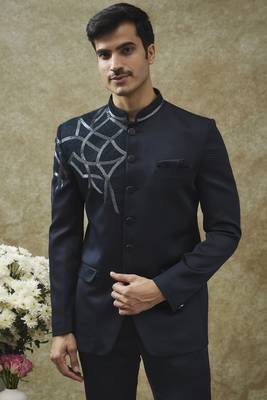 Navy blue imported italian jodhpuri set 4