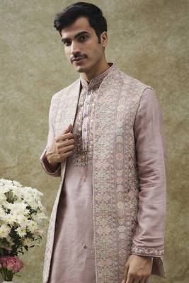 Violet splendid silk open koti set 3