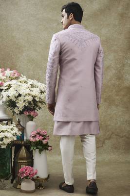 Orchid purple splendid silk open indo western set 2