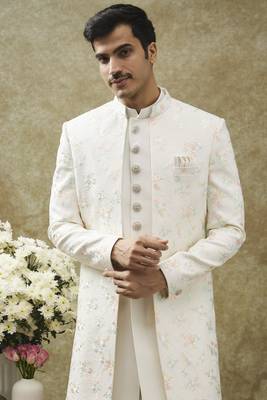 White imported japanese open indo western set 4
