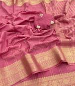 Pink Pure Geaorgette Saree With Visose Border And Designer Sequnce Jequuard Blouse 
