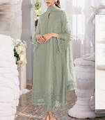 Lime georgette silk pakistani salwar suit with dupatta