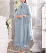 Light blue georgette silk pakistani salwar suit with dupatta
