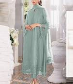 Pistachio elephant georgette silk pakistani salwar suit with dupatta