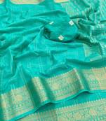 Light Blue Pure Geaorgette Saree With Visose Border And Designer Sequnce Jequuard Blouse