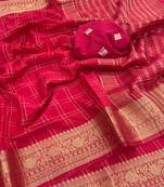 Red Pure Geaorgette Saree With Visose Border And Designer Sequnce Jequuard Blouse