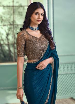 Navy Blue Colour Rainbow Georgette Saree 2