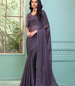 Dark Grey Colour Georgette Designer Saree By Monjolika Fashion