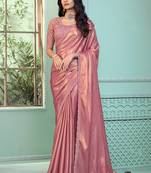 Salmon Colour Shimmer Georgette Saree