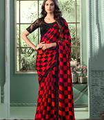 Red Colour Chiffon Designer Saree By Monjolika Fashion