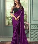 Purple Colour Georgette Designer Saree By Monjolika Fashion