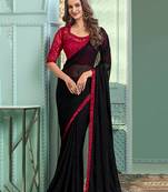 Black colour chiffon designer saree by monjolika fashion