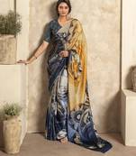 Multi colour crepe satin printed lightwear casual saree for women