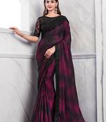 Black colour rainbow silk Blend festival sarees by monjolika fashion