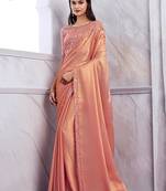 Peach colour shimmer silk festival sarees by monjolika fashion