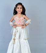 Aglare girls's embroidered  blouse ,girls suit salwar,palazzo set, off white, pink