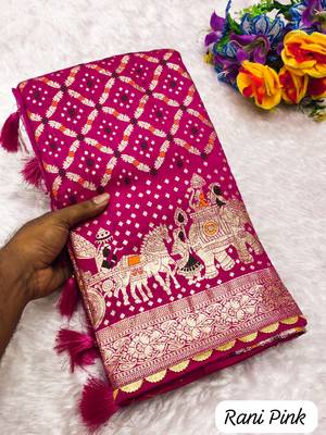 Pink Obsessed With This Stunning Dola Silk Saree With Tussle and Beautiful Border Saree Of Traditional 1