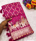 Pink Obsessed With This Stunning Dola Silk Saree With Tussle and Beautiful Border Saree Of Traditional
