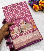 Light Pink Obsessed With This Stunning Dola Silk Saree Featuring A Beautiful Fusion Of Traditional