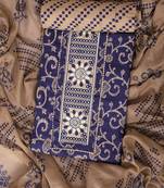 Navy blue embroidered unstitched dress material