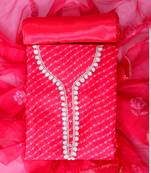 Pink printed unstitched dress material