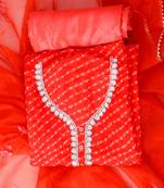 Red printed unstitched dress material