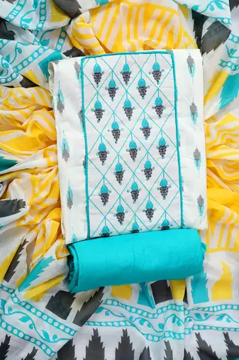 Multi embroidered unstitched dress material