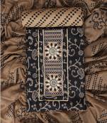 Black embroidered unstitched dress material