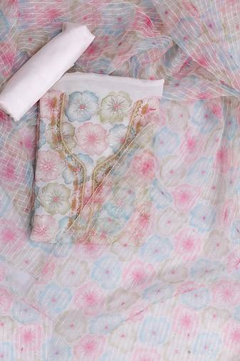 Multi embroidered unstitched dress material