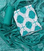 Green embroidered unstitched dress material