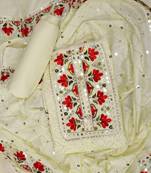 Yellow embroidered unstitched dress material